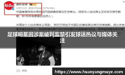 足球明星因涉案被判监禁引发球迷热议与媒体关注